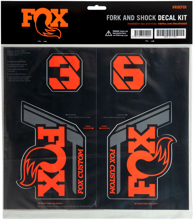Load image into Gallery viewer, FOX Fork and Shock Decal Kit - Factory Orange
