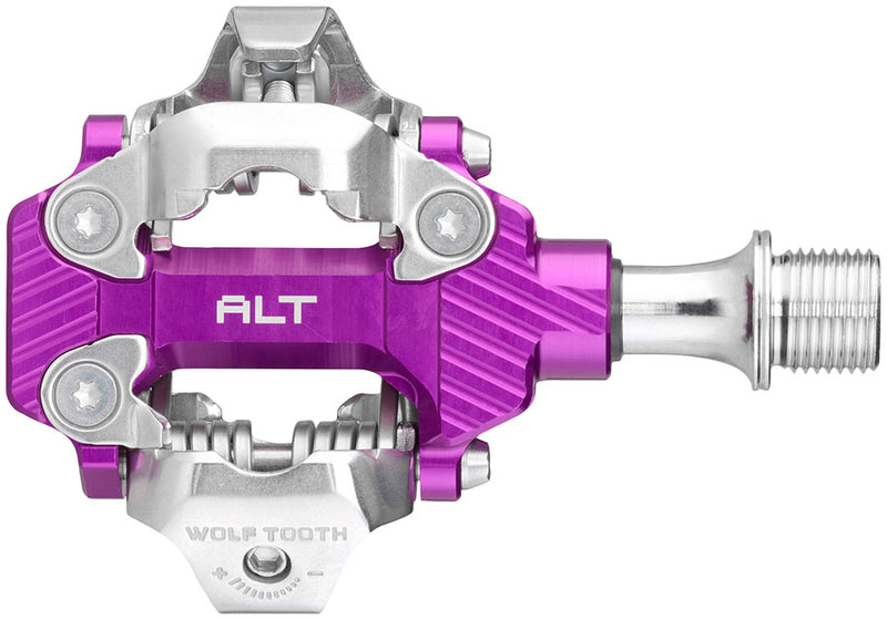 Load image into Gallery viewer, Wolf Tooth ALT XC Clipless Pedals - Dual Sided Clipless Alloy 9/16" Ultraviolet Purple Pair Shimano SPD
