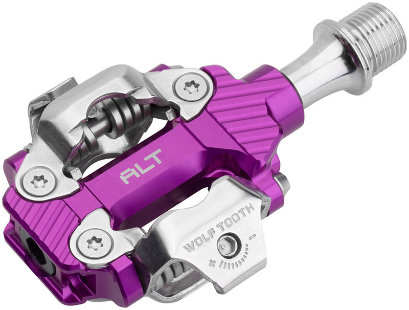 Load image into Gallery viewer, Wolf Tooth ALT XC Clipless Pedals - Dual Sided Clipless Alloy 9/16" Ultraviolet Purple Pair Shimano SPD

