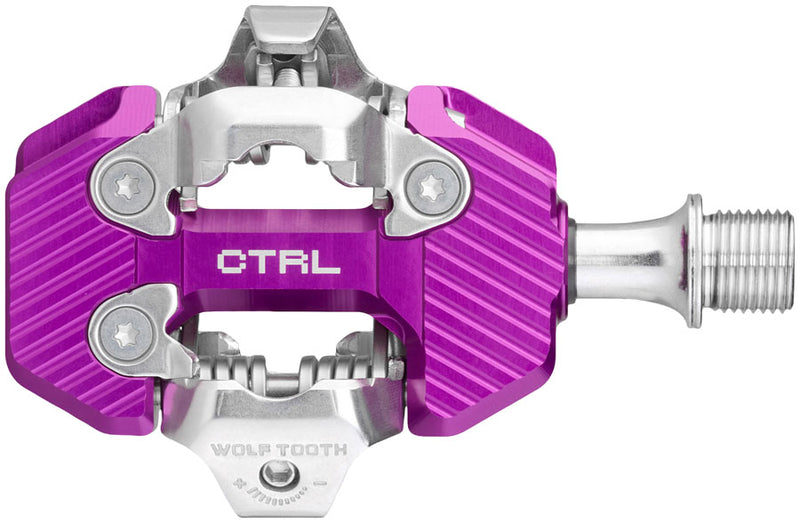 Load image into Gallery viewer, Wolf Tooth CTRL Trail Clipless Pedals - Dual Sided Clipless Alloy 9/16" Ultraviolet Purple Pair Shimano SPD
