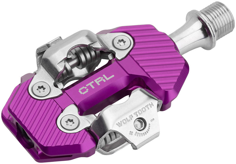 Load image into Gallery viewer, Wolf Tooth CTRL Trail Clipless Pedals - Dual Sided Clipless Alloy 9/16" Ultraviolet Purple Pair Shimano SPD
