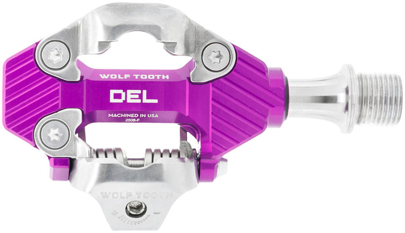 Load image into Gallery viewer, Wolf Tooth DEL Gravel Race Clipless Pedals - Single Sided Clipless Alloy 9/16" Ultraviolet Purple Pair Shimano SPD
