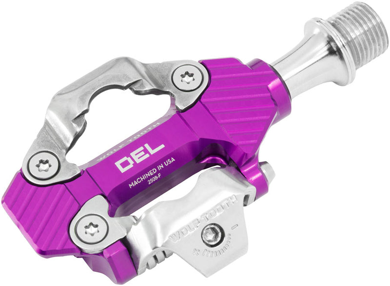 Load image into Gallery viewer, Wolf Tooth DEL Gravel Race Clipless Pedals - Single Sided Clipless Alloy 9/16" Ultraviolet Purple Pair Shimano SPD
