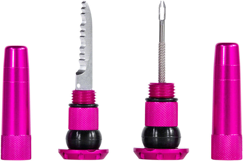 Load image into Gallery viewer, Muc-Off Stealth Tubeless Puncture Plugs Tire Repair Kit - Bar-End Mount Pink Pair
