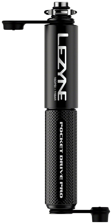 Lezyne Pocket Drive Pro Mini Pump - Aluminium 160psi Presta/Schrader With Mount BLK