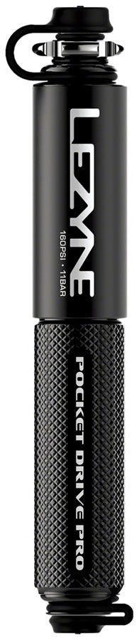 Lezyne Pocket Drive Pro Mini Pump - Aluminium 160psi Presta/Schrader With Mount BLK