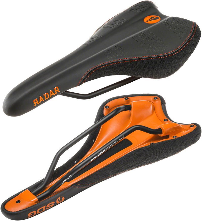 Load image into Gallery viewer, SDG Radar Saddle - Titanium Alloy Black/Orange
