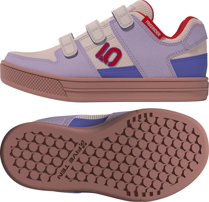 Load image into Gallery viewer, Five Ten Freerider Kid's VCS Flat Shoes - Putty Mauve/Pure Ruby/Semi Cobalt Blue 5

