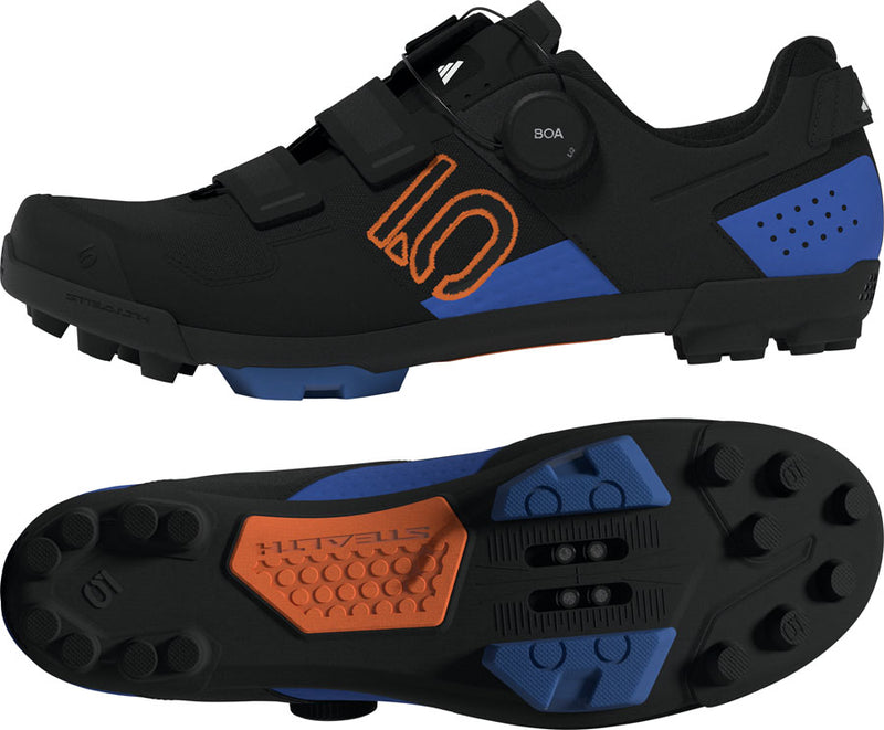 Load image into Gallery viewer, Five Ten Kestrel BOA Mountain Clipless Shoes - Men's Core BLK/Pure Orange/Ray Blue 9.5
