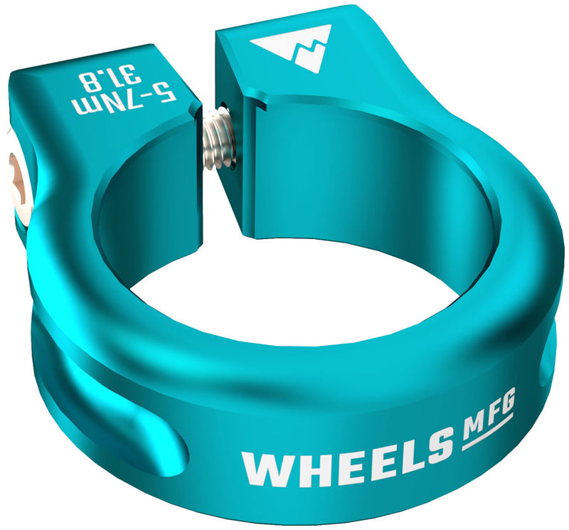 Load image into Gallery viewer, Wheels Manufacturing Seatpost Clamp - 31.8mm Bolt-On Teal
