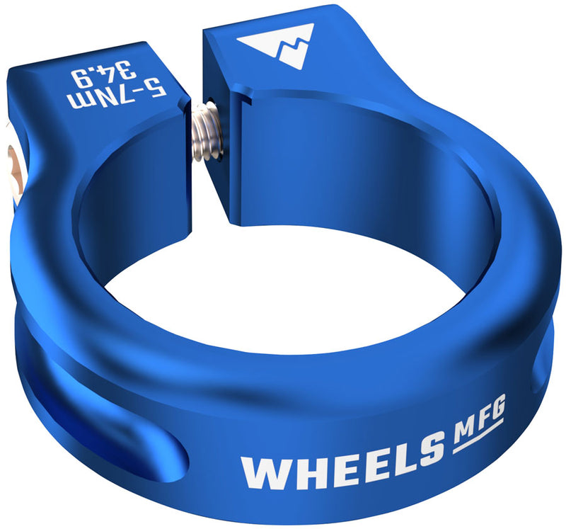 Load image into Gallery viewer, Wheels Manufacturing Seatpost Clamp - 34.9mm Bolt-On Blue

