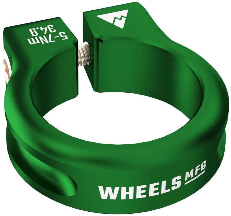 Load image into Gallery viewer, Wheels Manufacturing Seatpost Clamp - 34.9mm Bolt-On Green

