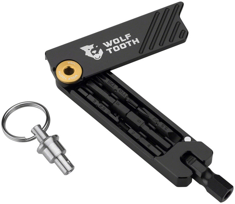Load image into Gallery viewer, Wolf Tooth 6-Bit Hex Wrench Multi-Tool with Keyring - Gold

