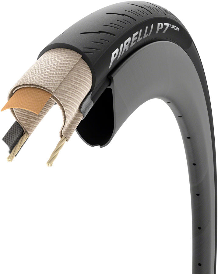 Load image into Gallery viewer, Pirelli P7 Sport Tire - 700 x 35 Clincher Folding Black TechBelt Pro Road
