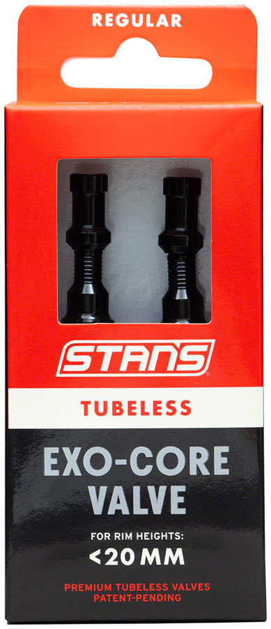 Stan's Tubeless Exo-Core Valve Stems - Alloy Regular Black Pair