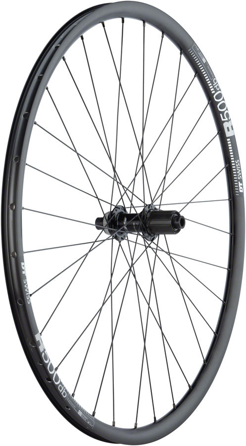 Load image into Gallery viewer, Quality Wheels 105/DT R500 Disc Rear Wheel - 700 12 x 142mm Center-Lock HG 11 MTN BLK 32H
