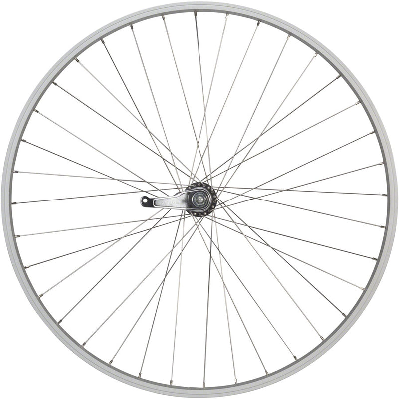 Load image into Gallery viewer, Quality Wheels Value Single Wall Series Coaster Brake Rear Wheel - 700c 3/8" x 124mm Coaster Brake 3 Prong Cog Silver 36H
