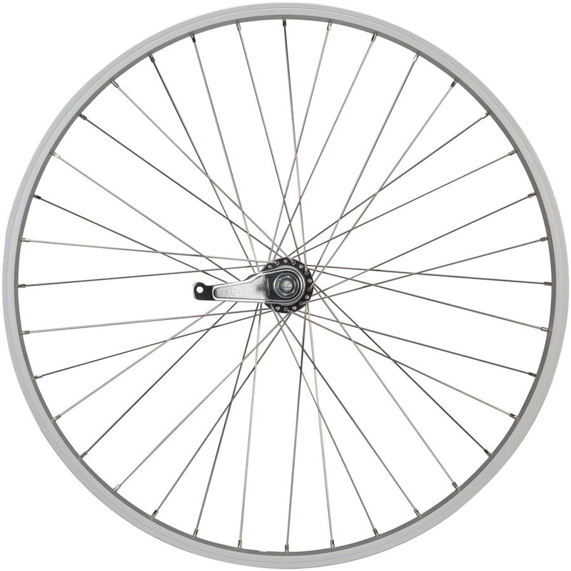 Load image into Gallery viewer, Quality Wheels Value Single Wall Series Coaster Brake Rear Wheel - 26" 3/8" x 124mm Coaster Brake 3 Prong Cog Silver 36H
