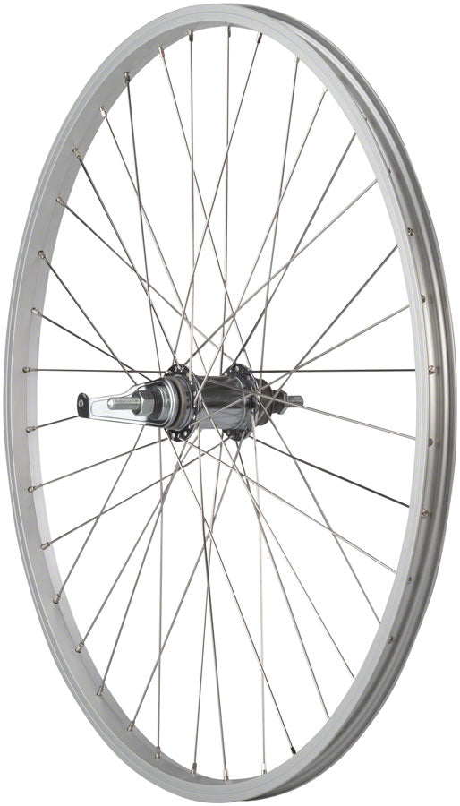 Load image into Gallery viewer, Quality Wheels Value Single Wall Series Coaster Brake Rear Wheel - 26" 3/8" x 124mm Coaster Brake 3 Prong Cog Silver 36H
