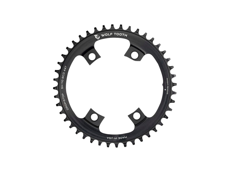 Load image into Gallery viewer, Wolf Tooth Shimano 110 Asymmetric BCD Chainring - 42t 110 Asymmetric BCD 4-Bolt Drop-Stop A For Shimano Cranks BLK

