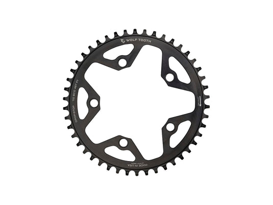 Wolf Tooth 110 BCD Cyclocross Road Chainring - 46t 110 BCD 5-Bolt Drop-Stop B  BLK