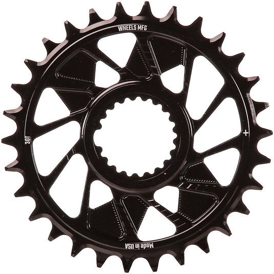 Wheels Manufacturing Direct Mount Chainring - 30t Shimano Direct Mount 1.5mm Outboard Offset HG+ Chain Compatible BLK