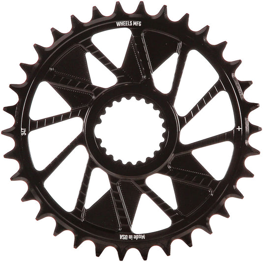 Wheels Manufacturing Direct Mount Chainring - 34t Shimano Direct Mount 1.5mm Inboard Offset HG+ Chain Compatible BLK